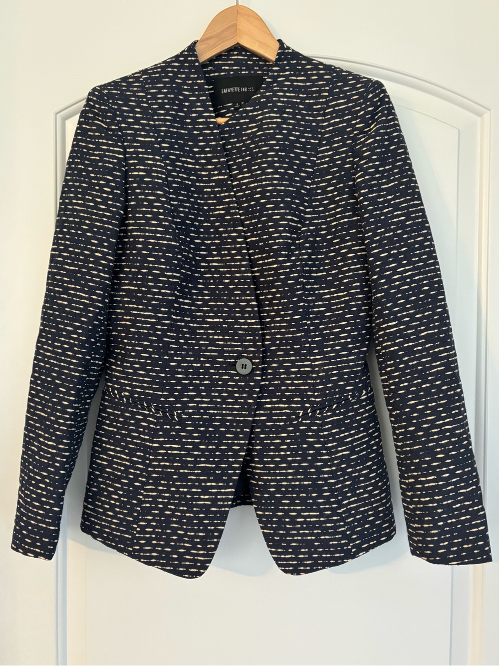 Lafayette 148 New York Asymmetric Tweed Tailored Blazer Jacket Size 2